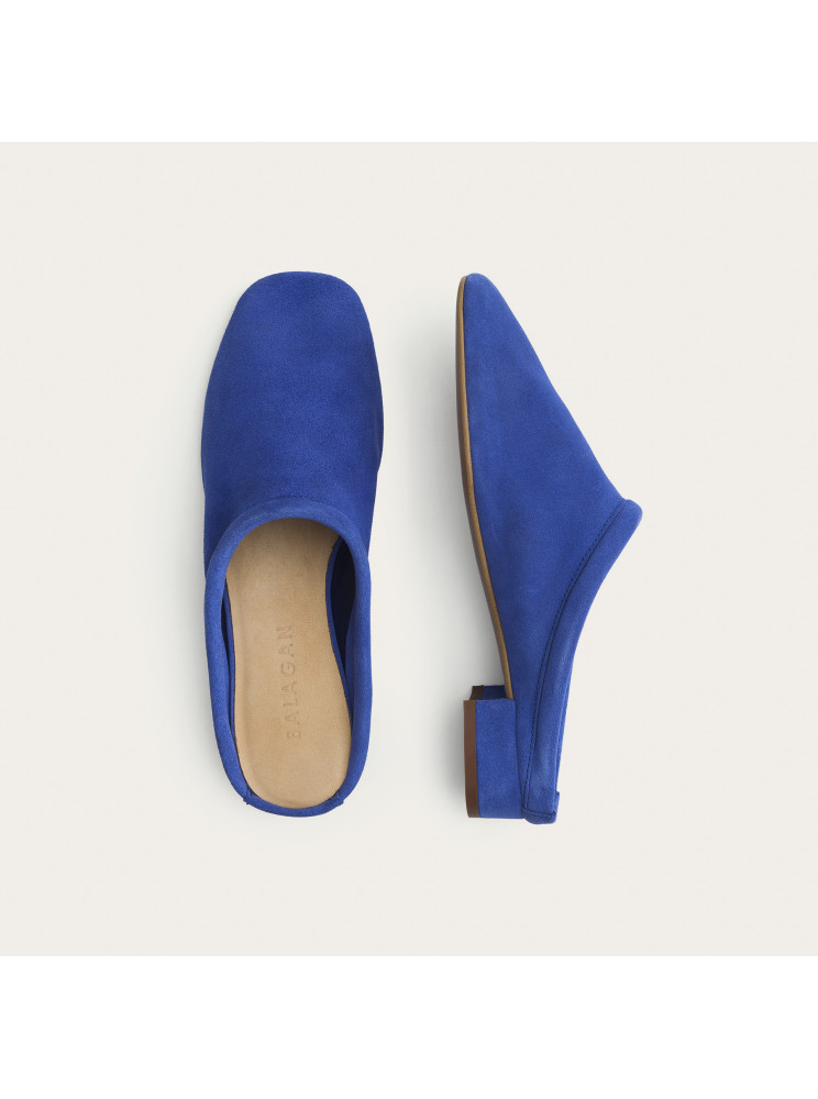 Clementine klapki, chabrowy welur | Balagan Studio