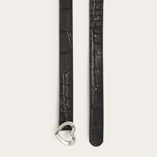 Pasek Love, czarny wzór krokodyla | Balagan Studio