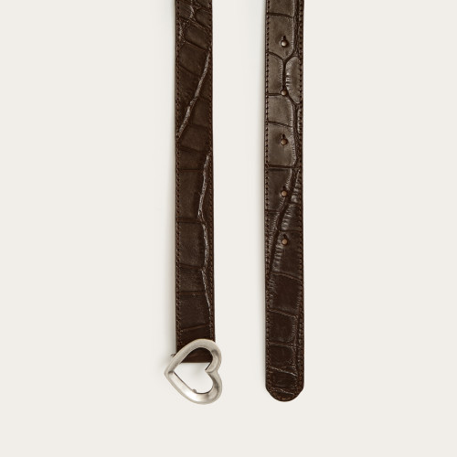 Pasek Love, brązowy wzór krokodyla | Balagan Studio