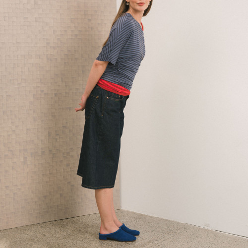 Clementine klapki, chabrowy welur | Balagan Studio