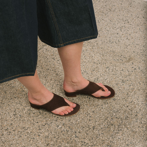 Luca Slides, dark chocolate suede | Balagan Studio