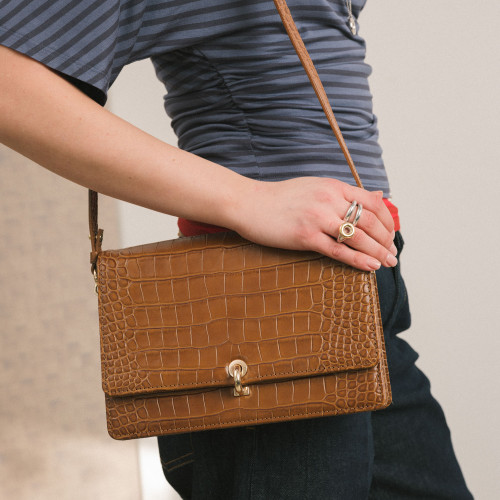 Jubilee Bag torebka M, karmelowy wzór krokodyla | Balagan Studio