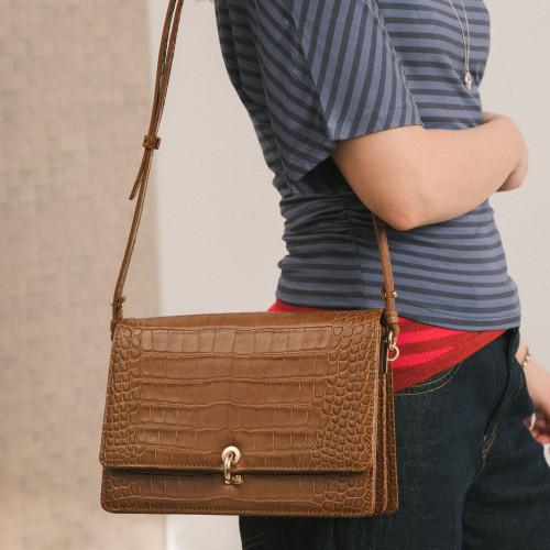 Jubilee Bag torebka M, karmelowy wzór krokodyla | Balagan Studio