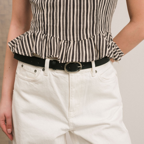 Belt with a round buckle, black | Balagan Studio
