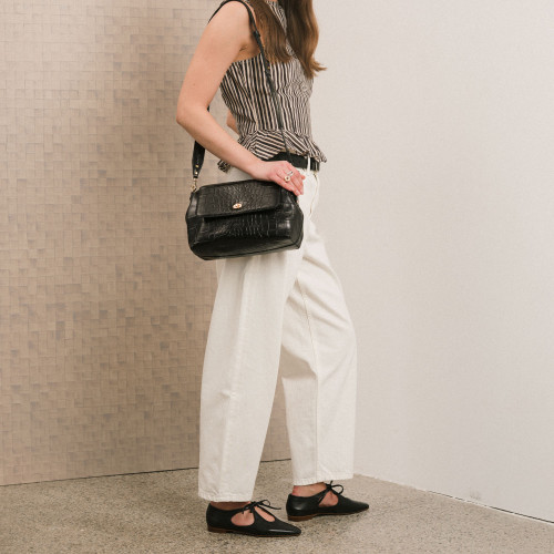 Rebecca Bag M, black croco | Balagan Studio