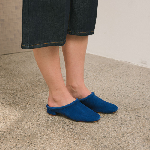 Clementine Slides, cornflower velvet | Balagan Studio