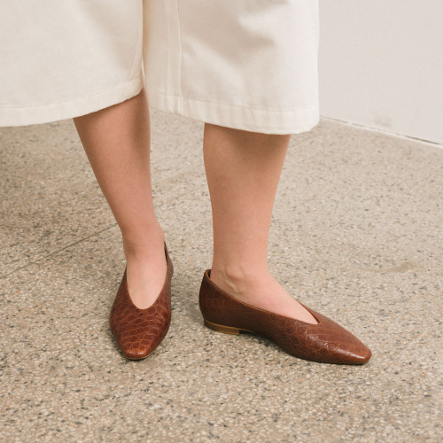 Mila Ballerina, brown alliagtor pattern | Balagan Studio