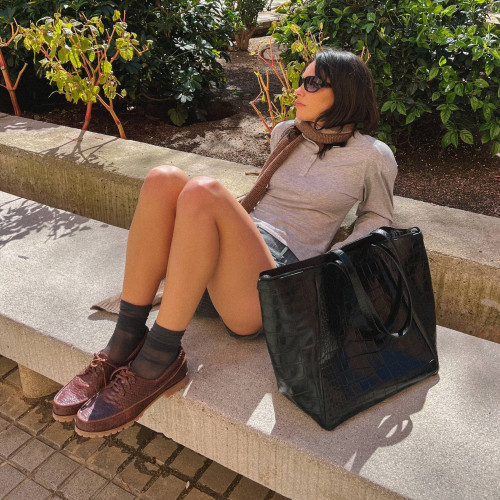 Tefer półbuty, brązowy wzór krokodyla | Balagan Studio