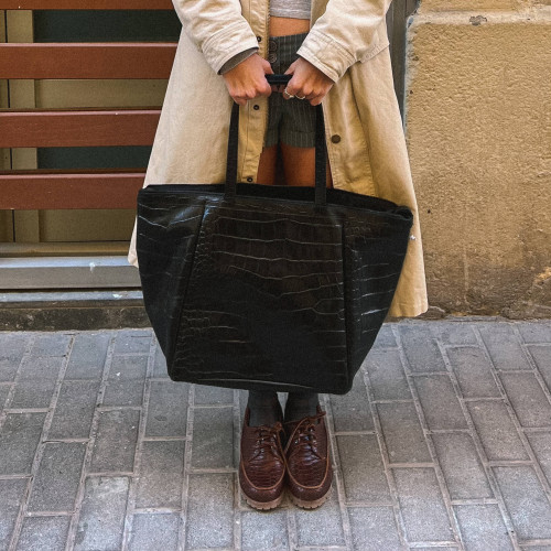 Ima torebka XL, czarny wzór krokodyla | Balagan Studio