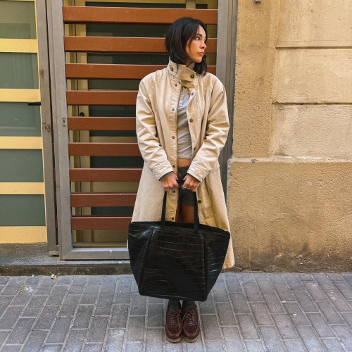 Ima torebka XL, czarny wzór krokodyla | Balagan Studio