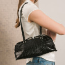 Ella Bag M, black croco