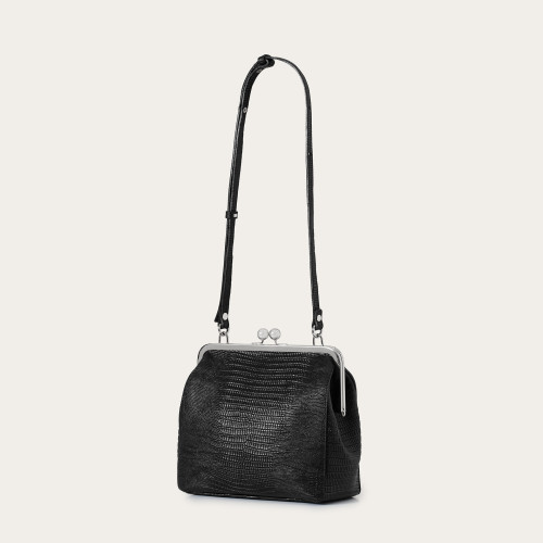 Lavinia Bag M, black lizard pattern | Balagan Studio