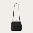 Lavinia Bag M, black lizard pattern