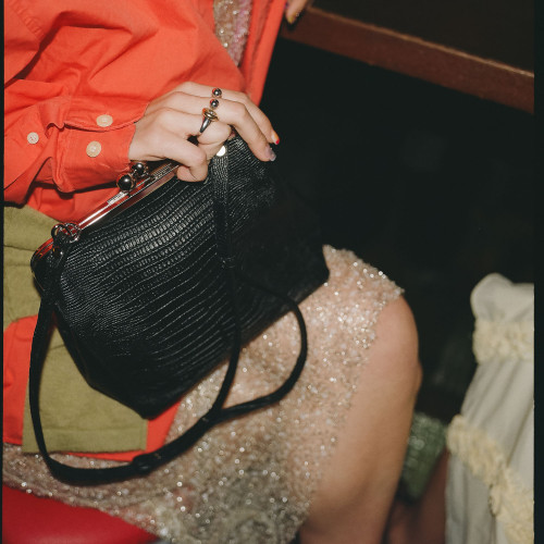 Lavinia Bag M, black lizard pattern | Balagan Studio