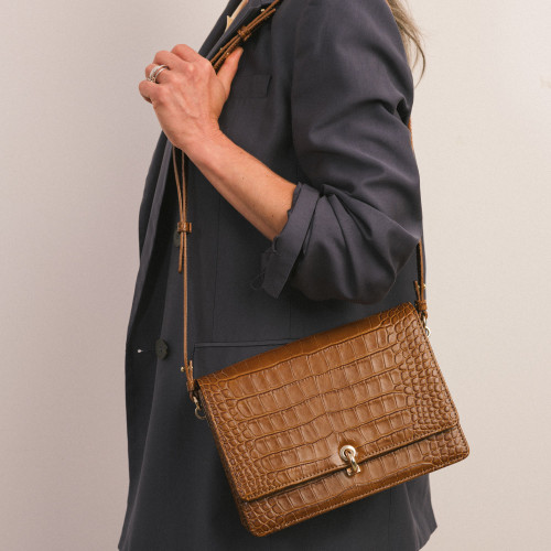 Jubilee Bag torebka M, karmelowy wzór krokodyla | Balagan Studio