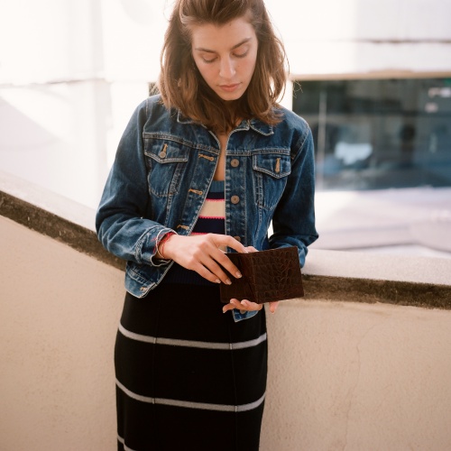 Adon portfel, brązowy wzór krokodyla | Balagan Studio