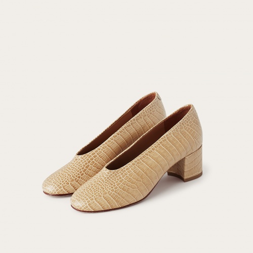 Leilot Heels, beige croco OUTLET | Balagan Studio