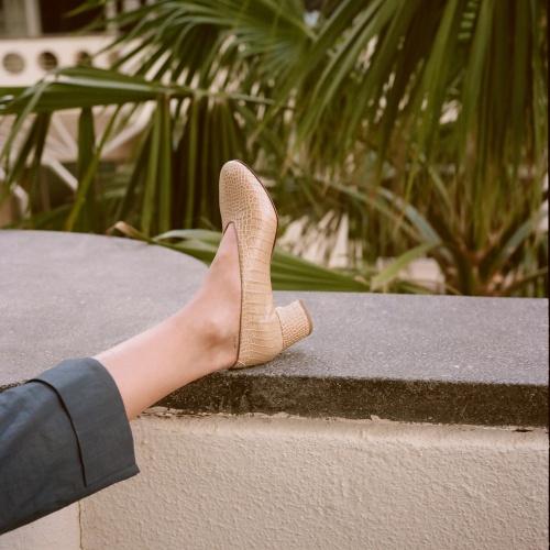 Leilot Heels, beige croco OUTLET | Balagan Studio