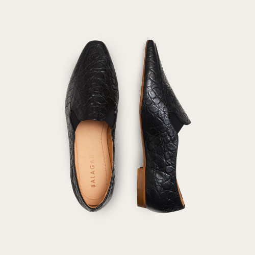 Andree Flats, black alligator pattern | Balagan Studio