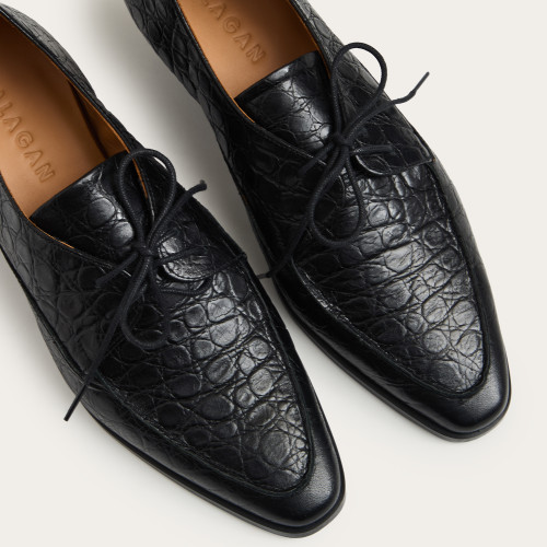 Edith Heels, black alligator pattern | Balagan Studio