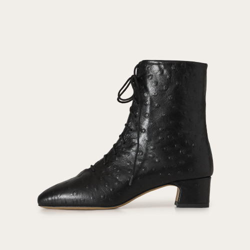 Victoria Boots, black ostrich pattern | Balagan Studio