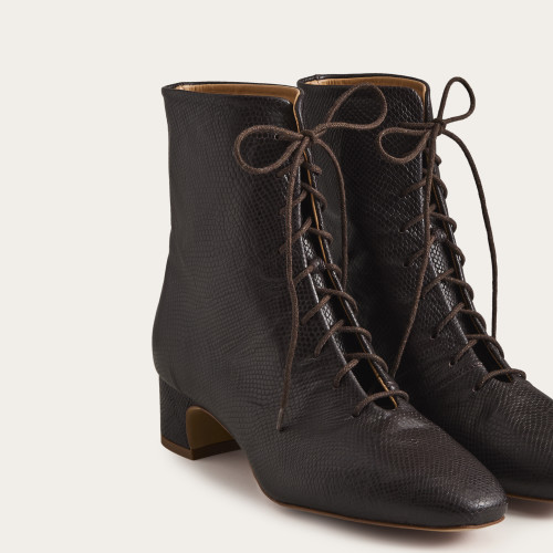 Victoria Boots, brown python pattern | Balagan Studio