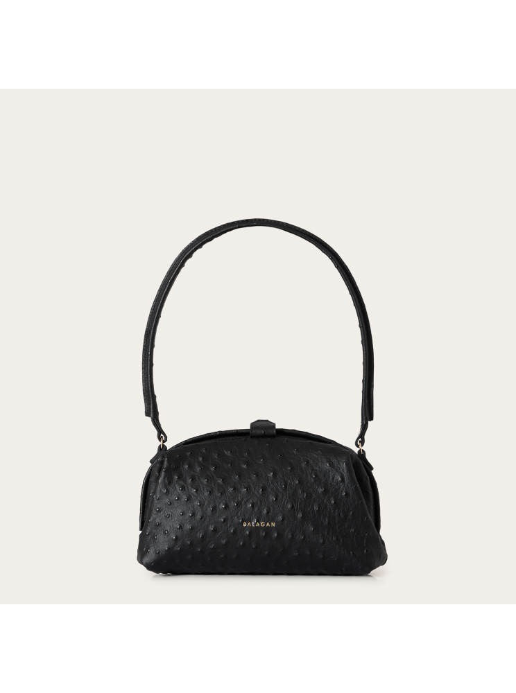 Hug Bag M, black ostrich pattern | Balagan Studio