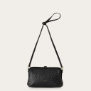 Rofe Bag M, black ostrich pattern