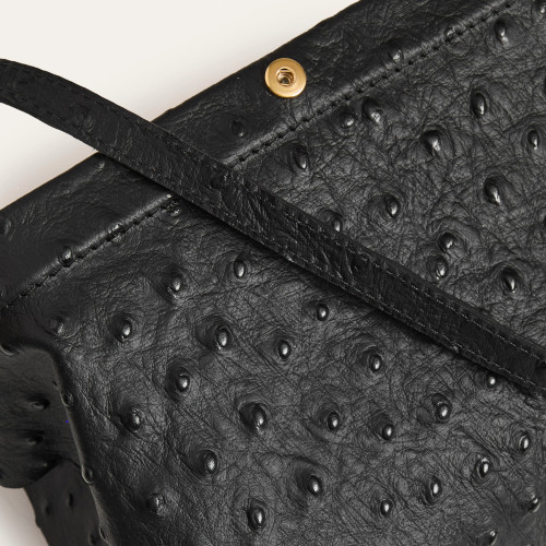 Rofe Bag M, black ostrich pattern | Balagan Studio