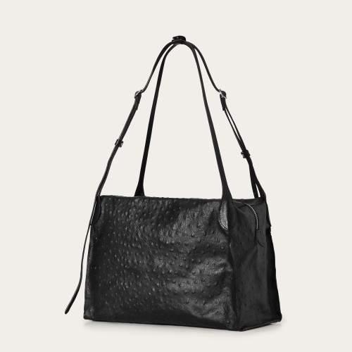 Tamara Bag L, black ostrich pattern | Balagan Studio