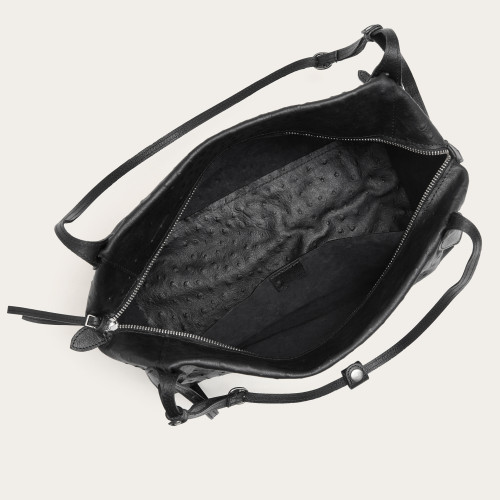 Tamara Bag L, black ostrich pattern | Balagan Studio