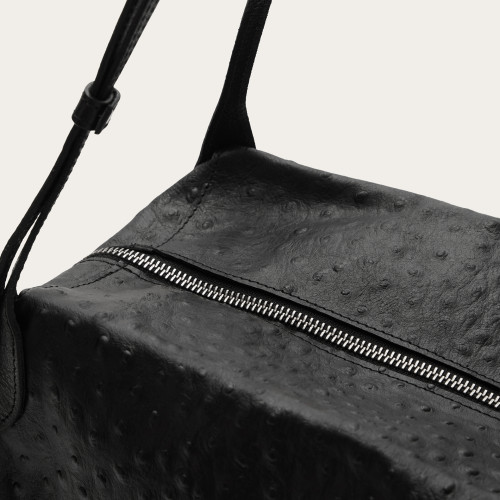 Tamara Bag L, black ostrich pattern | Balagan Studio