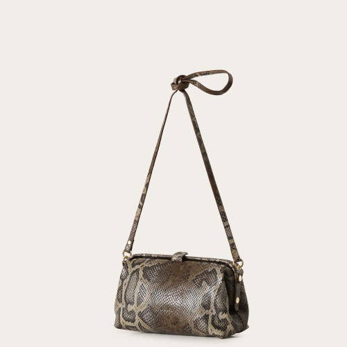 Rofe Bag M, brown python pattern | Balagan Studio