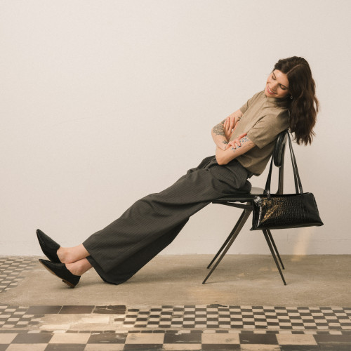 Envelope Bag M, black croco | Balagan Studio