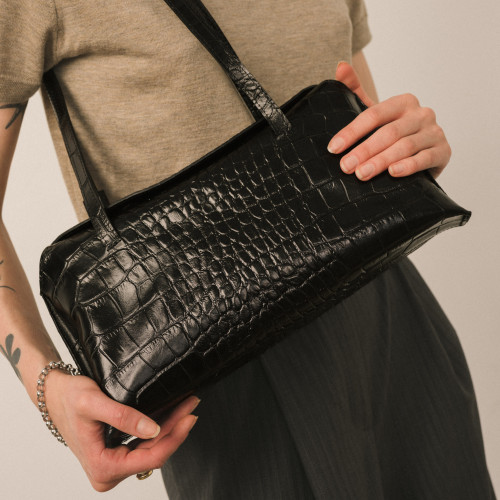 Envelope Bag M, black croco | Balagan Studio