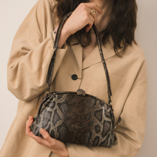 Hug Bag M, brown python pattern | Balagan Studio