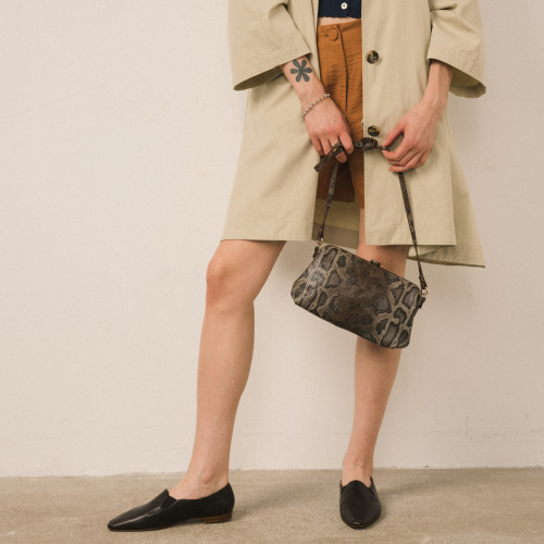 Rofe Bag M, brown python pattern | Balagan Studio
