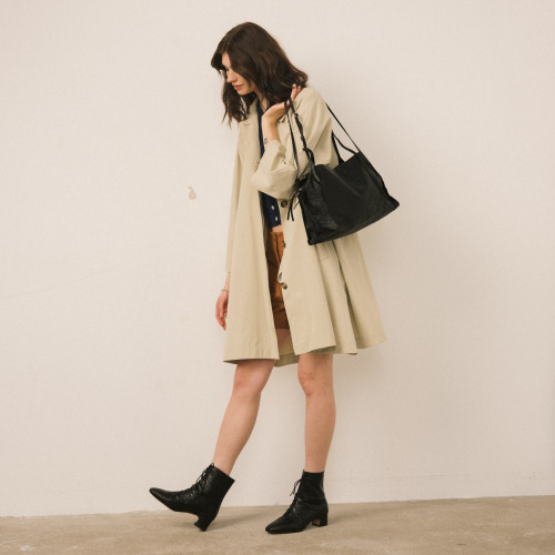 Tamara Bag L, black ostrich pattern | Balagan Studio