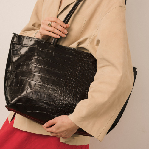 Esek Bag XL, brown croco | Balagan Studio