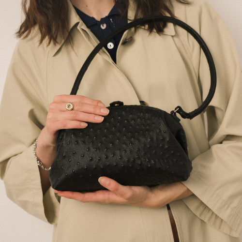 Hug Bag M, black ostrich pattern | Balagan Studio