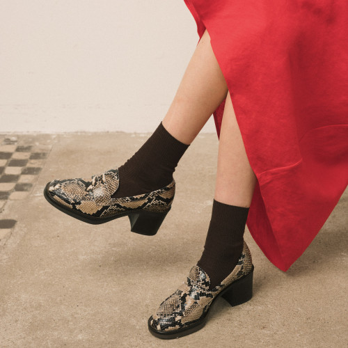 Winona Heels, brown python pattern | Balagan Studio