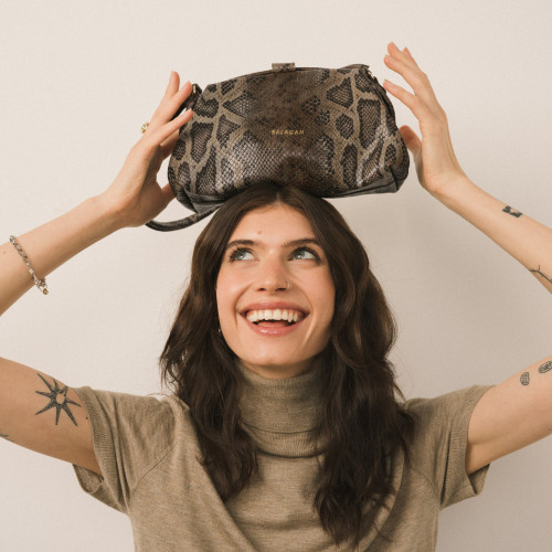 Hug Bag M, brown python pattern | Balagan Studio
