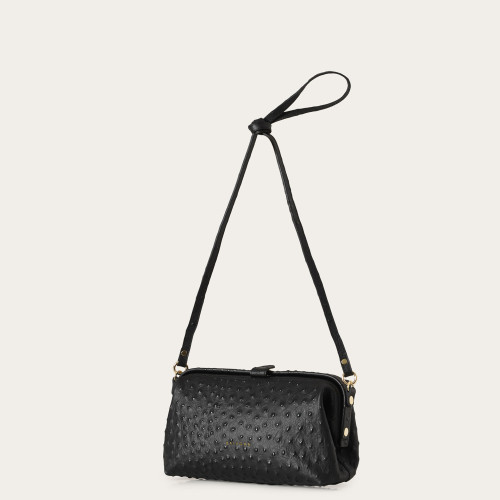 Rofe Bag M, black ostrich pattern| Balagan Studio