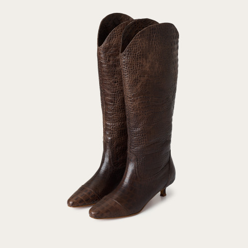 Costes High Boots, brown alligator pattern Bogna x balagan