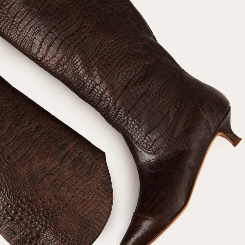 Costes High Boots, brown alligator pattern Bogna x balagan