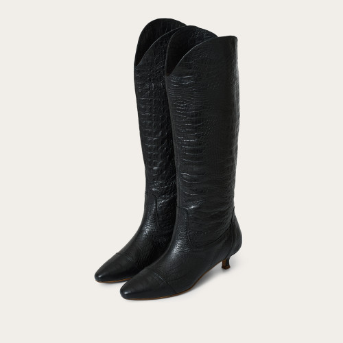 Costes High Boots, black alligator pattern Bogna x Balagan