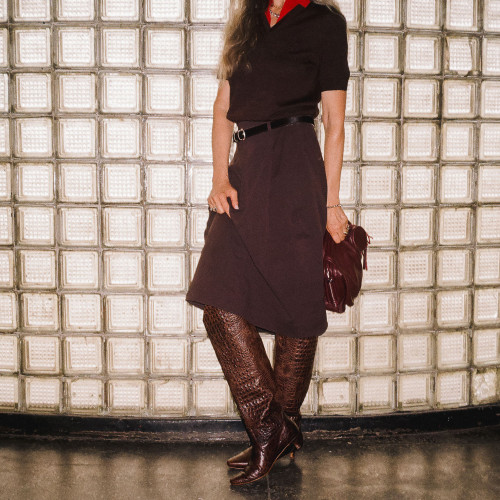 Costes High Boots, brown alligator pattern Bogna x balagan
