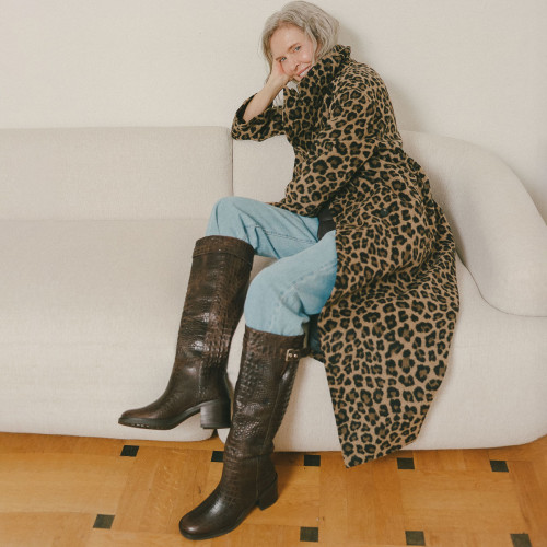 Sejan High Boots, brown alligator pattern | Balagan Studio