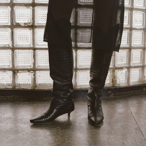 Costes High Boots, black alligator pattern Bogna x Balagan