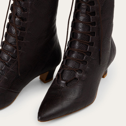 Florence Boots, brown python pattern